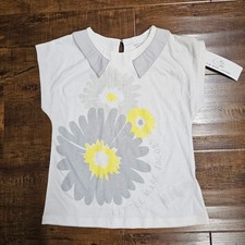 Little Marc Jacobs Girls Floral Top White Gray Yellow Size 5/108 NWT