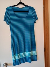 Calvin Klein Woman Size 8 Blue Striped Classic T-Shirt Dress
