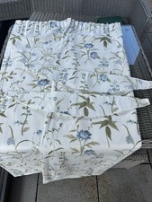 Dunelm Floral Curtains 66” x 54” Pair with Matching Tiebacks Duck Egg Blue
