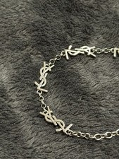 Saint Laurent YSL Silver Tone Monogram Chain Bracelet Logo Link Bracelet Luxury