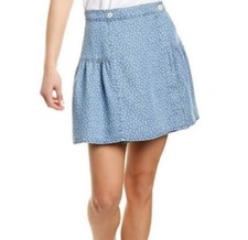 Madewell Shirred Wrap Mini Skirt Size 8 Womans Blue White Daisy loral Chambray