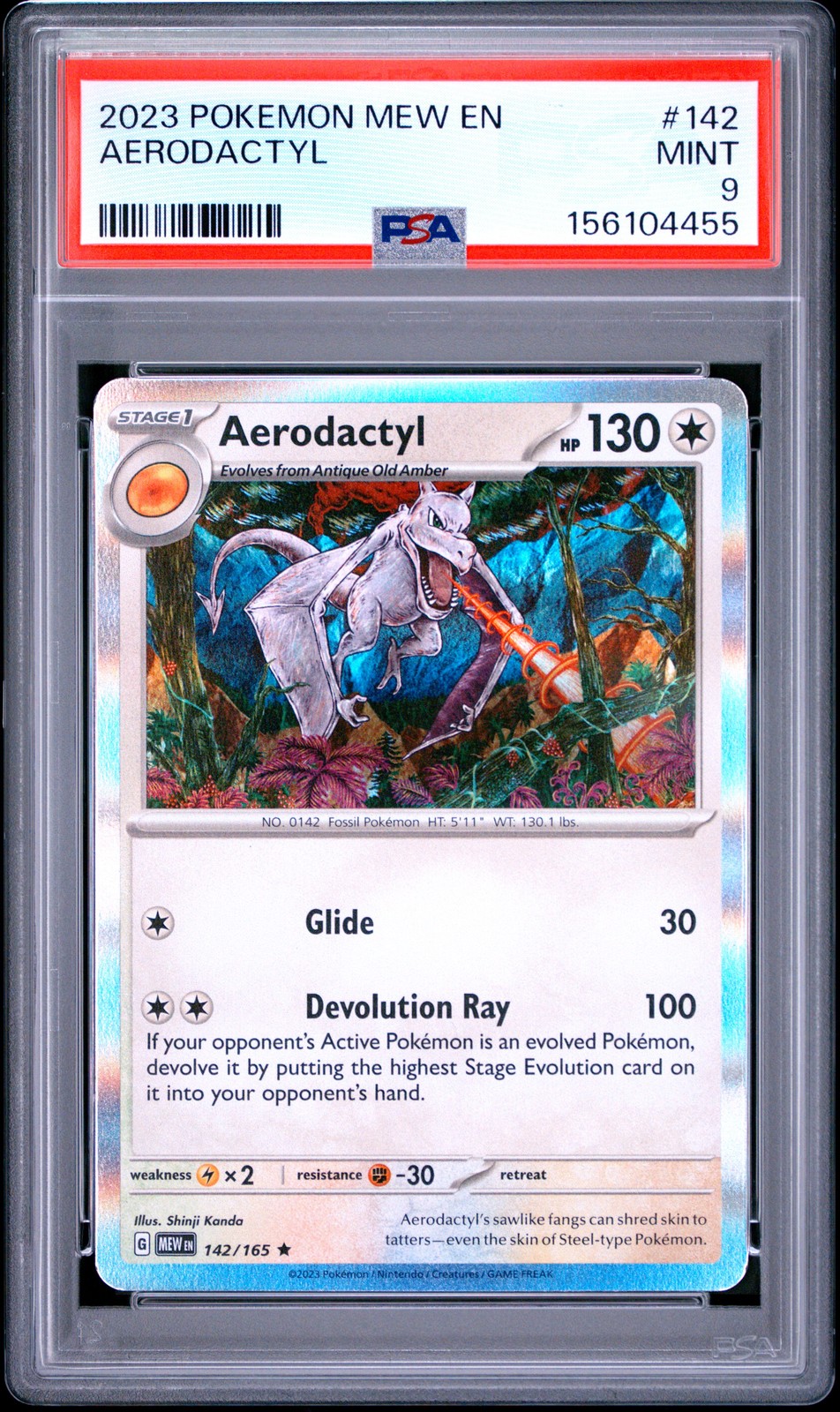2023 POKEMON MEW EN-151 #142 AERODACTYL PSA 9
