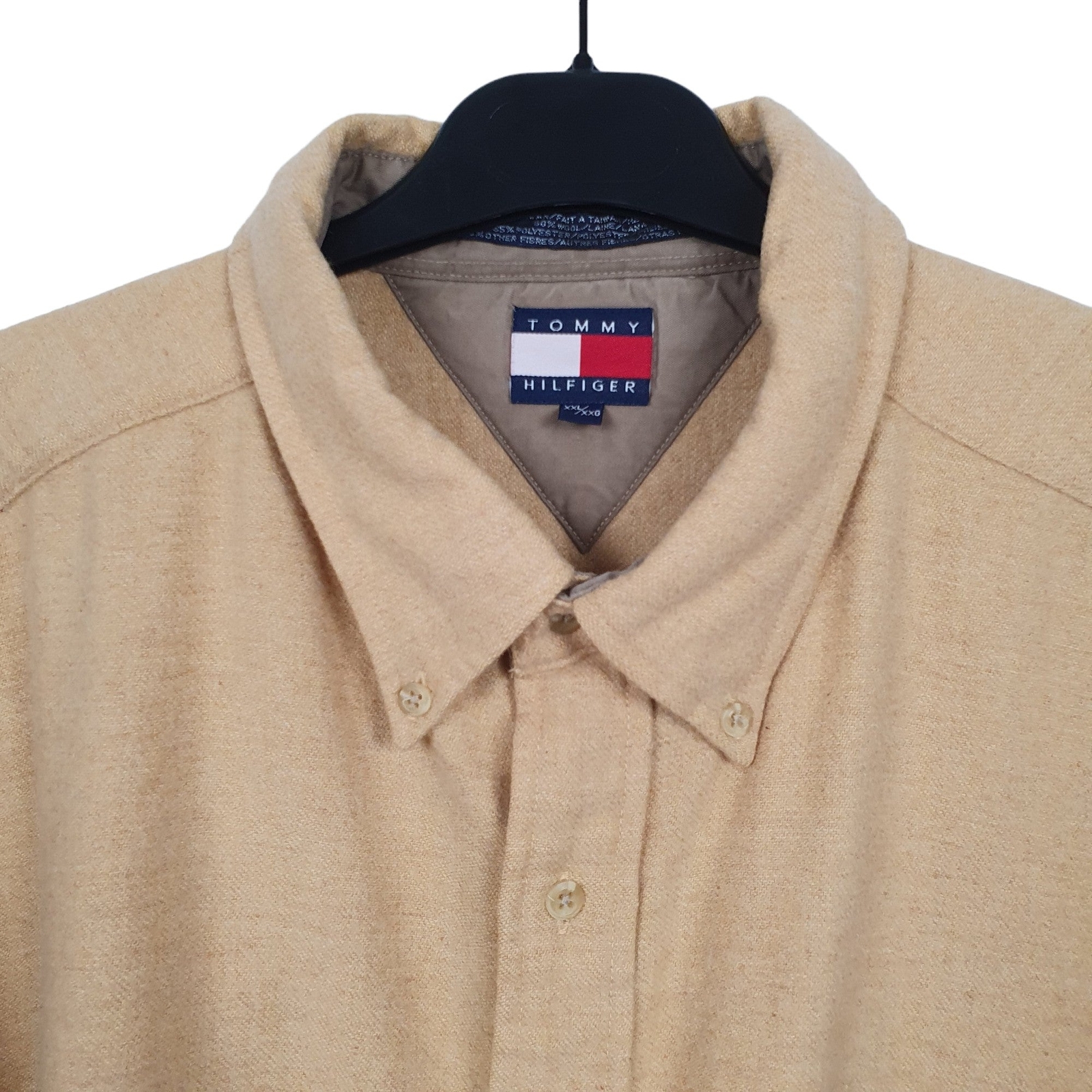 TOMMY HILFIGER Yellow Shirt Shacket Jacket 80% Wool Long Sleeve Casual Mens XXL image 2