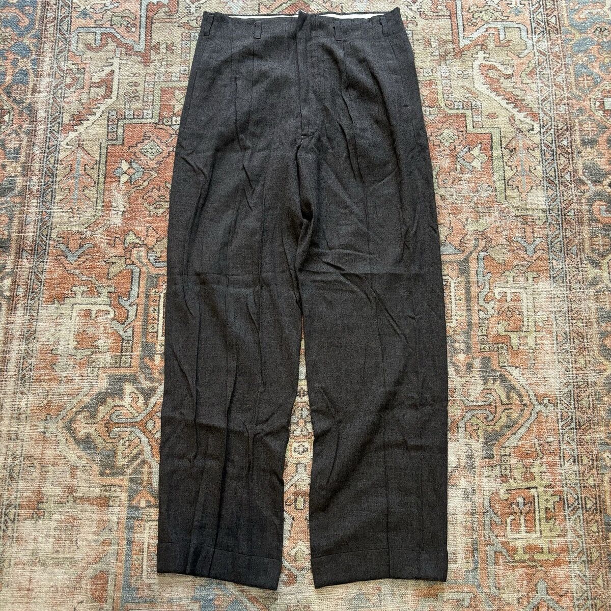 vintage 40s 50s salt and pepper wool pleated work slacks 31 vintage 40s 50s salt and pepper wool pleated work slacks 31