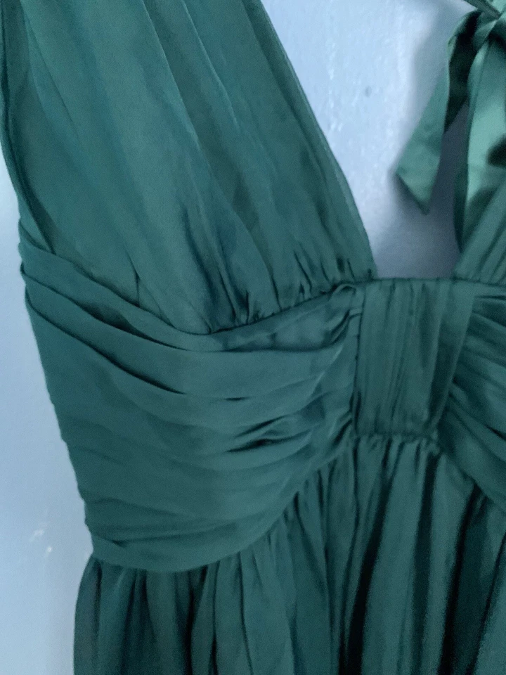 Foley & Corinna Teal Silk Plunge Front VTG Y2K Dress NWT Size S - Image 3 of 3