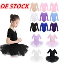 DE Kinder Mädchen Ballettkleidung Langarm Ballett Body Tanz Trikot Leotard Top