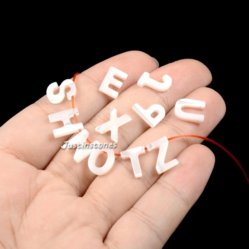 Mother of Pearl Shell A-Z English Letter Character Charms Alphabet Shaped Beads - Image 3 of 4