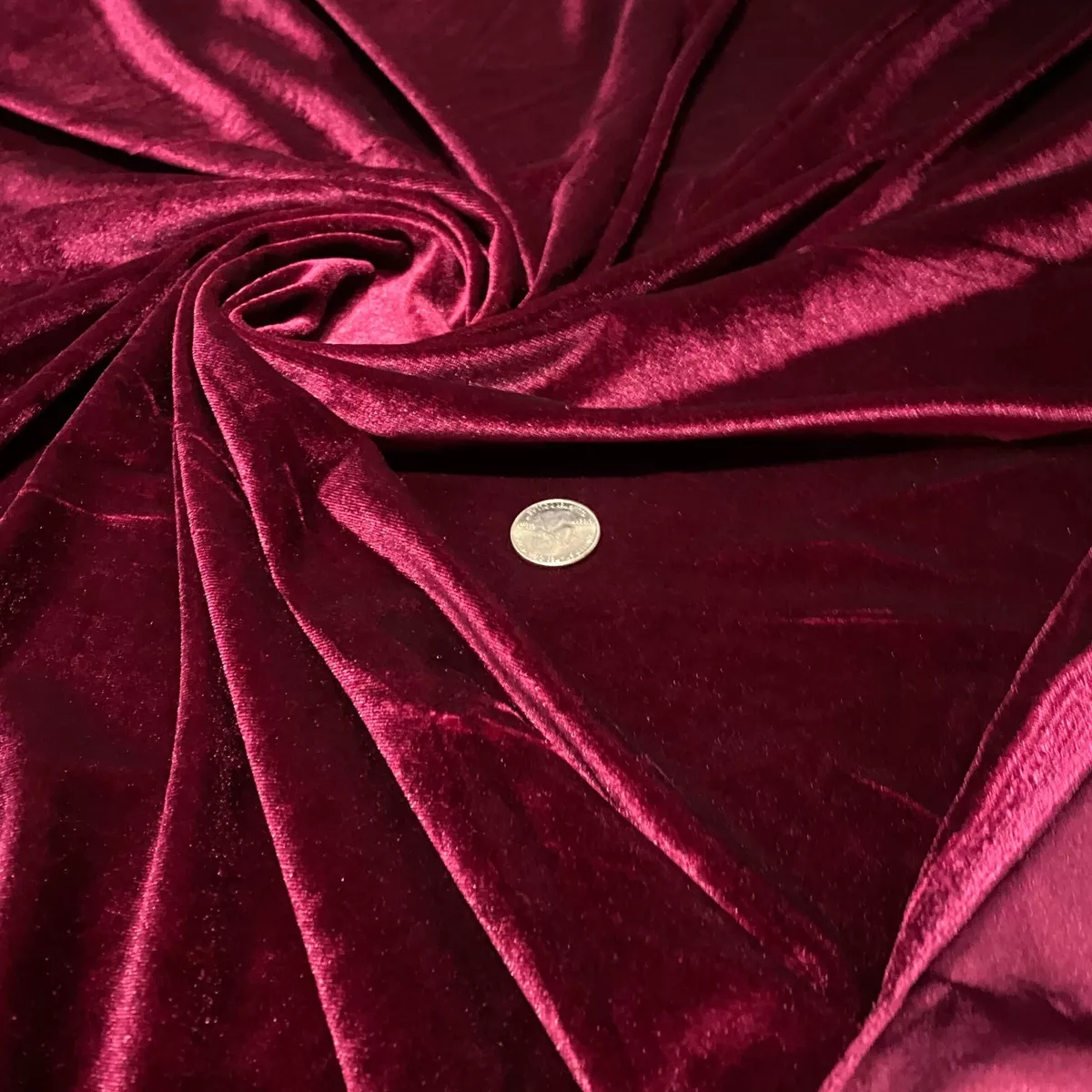 Velvet Fabric Red Wine Color Full Stretch By Yard