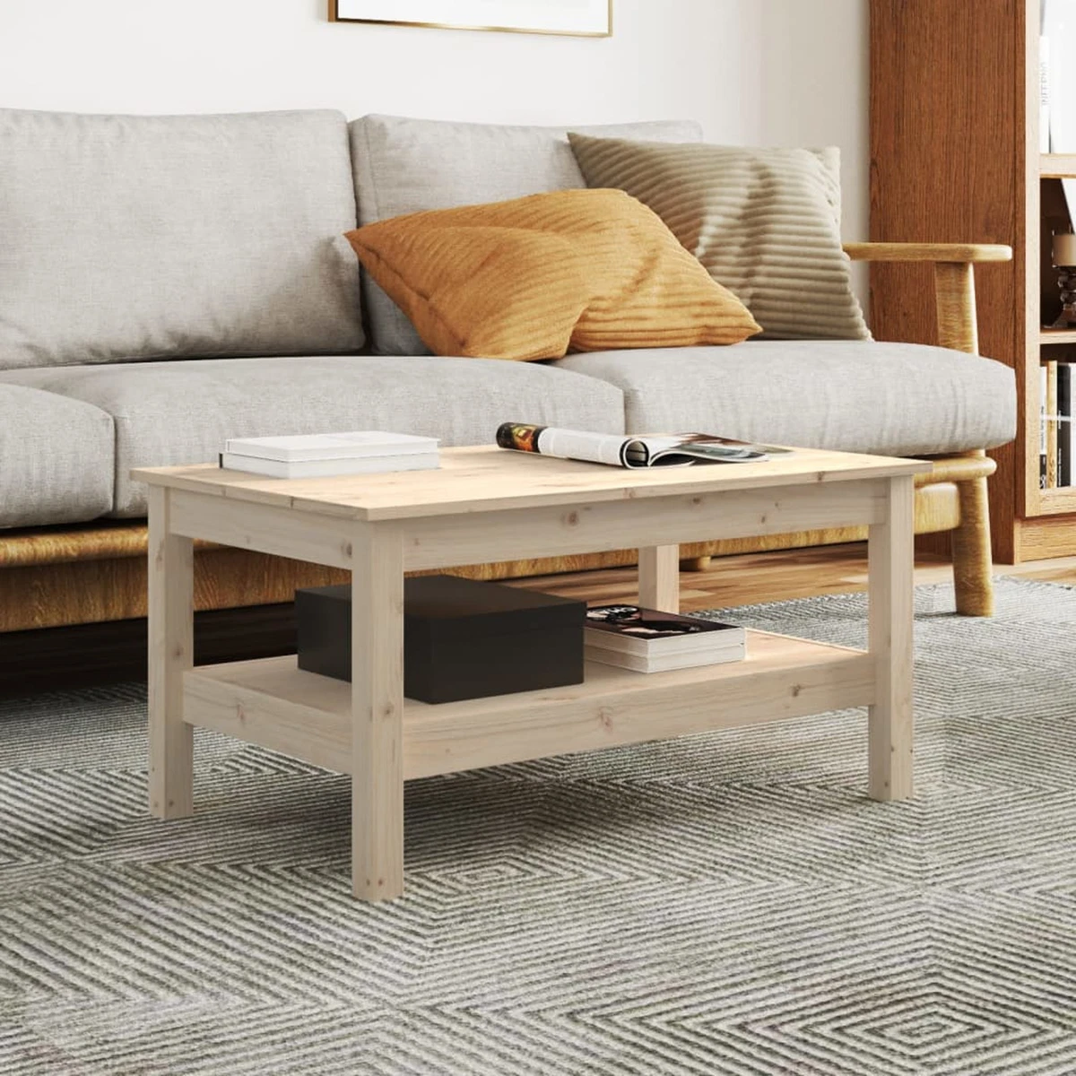 Coffee Table 80x50x40 Solid Wood Pine P6R6