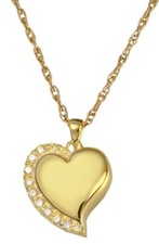 Heart Ash Holder Cremation Urn Keepsake Pendant Necklace CZ Gold Plated Silver