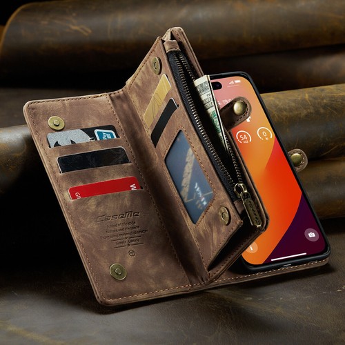 Leder Handyhülle für iPhone 16 15 14 13 12 Pro/Max Magnet Tasche Schutz Wallet - Bild 33 von 64