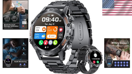 All-in-One Military Smart Watch for Men: Calls, Fitness, and Health Monitor - Picture 2 of 9