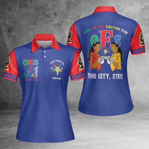 Custom Chapter OES Order of the Eastern Star Sisterhood 3D Women Polo S-5XL