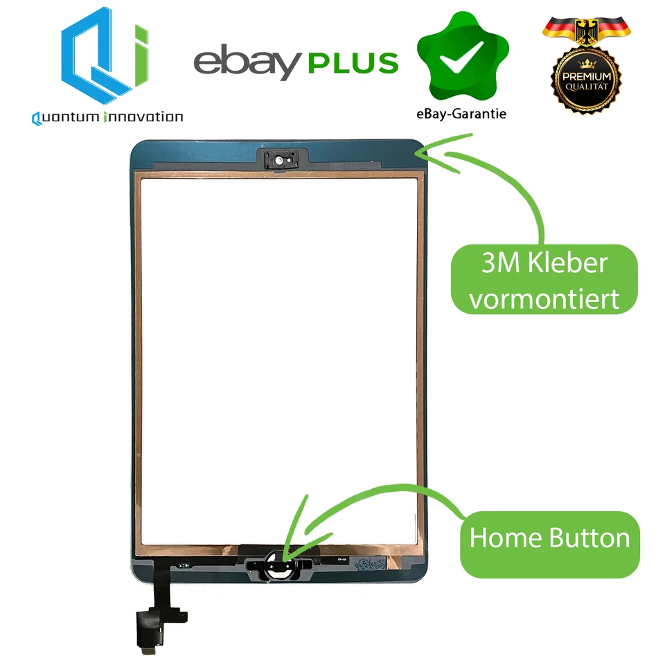 Apple iPad Mini 2 1 Digitizer Display Glas Touchscreen Home Button IC Chip + 3M - Bild 2 von 2