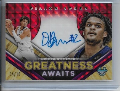 Dillon Jones 2023-24 Bowman Best U Greatness Awaits Red Auto 4/10 Wizards