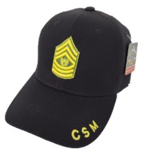 U.S. Army Rank, Command Sergeant Major, E-9, Adjustable Black Baseball Cap