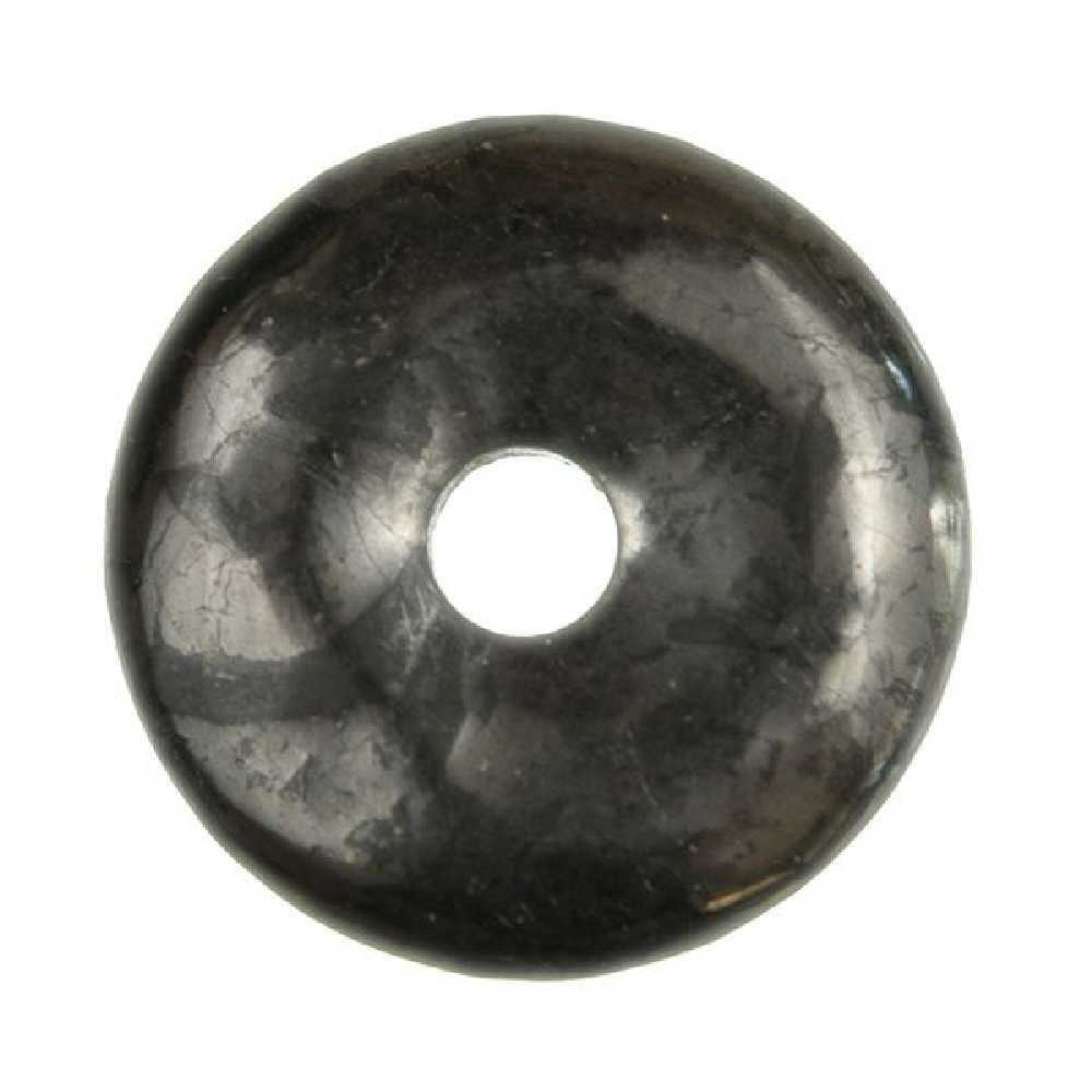 Pendentif shungite authentique de Carélie taillé en Donut Pi Chinois de 4 cm