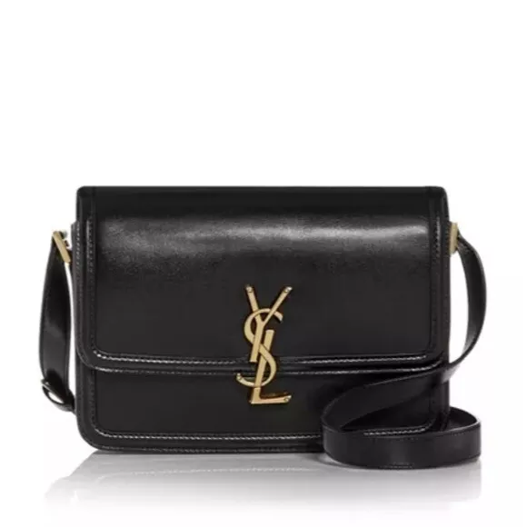 $3,200 Saint Laurent YSL Medium Solferino Leather Satchel Shoulder Bag in  Black