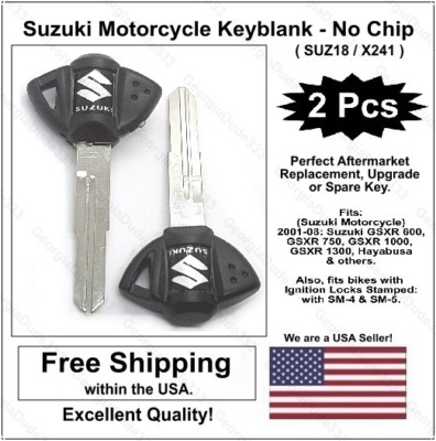 Motorcycle Key For Suzuki GSXR And Hayabusa – No Chip, MC01 Style, Black Head