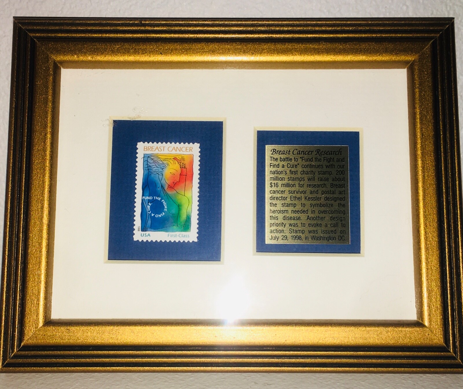 Officially Licenced USPS Stamp Plaque Breast Cancer Research Legacy ll