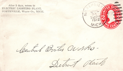 #ad Northville MI Michigan Electric Lighting Plant Wayne County Postal Cover $16.00