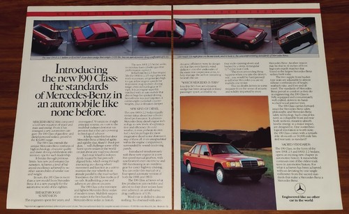 MERCEDES BENZ 190 CLASS MAGAZINE ADVERTISEMENT PRINT AD AUTOMOBILE LIKE NONE