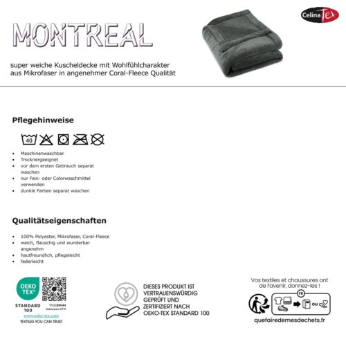 Kuscheldecke Mikrofaser Coral-Fleece Tagesdecke Wohnen Sofa Montreal CelinaTex - Bild 5 von 41
