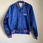 Vintage NY Giants Satin Snap Jacket Unisex Blue Small Medium S Chalk Line 70s