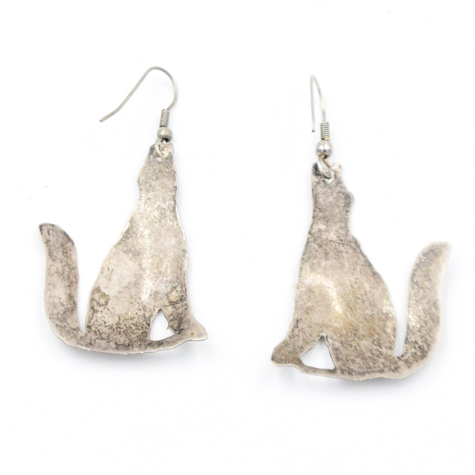 Sterling Silver 925 Howling Wolf Dangle/Drop Earr… - image 2