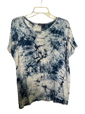 Heimish Brand Womens Size 1X Blue Tye Dye Print Top