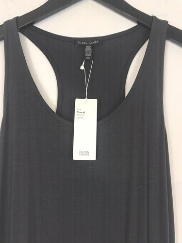 $178 Eileen Fisher Women's M Graphite Tencel Midi Racerback Dress NWT - Picture 2 of 6