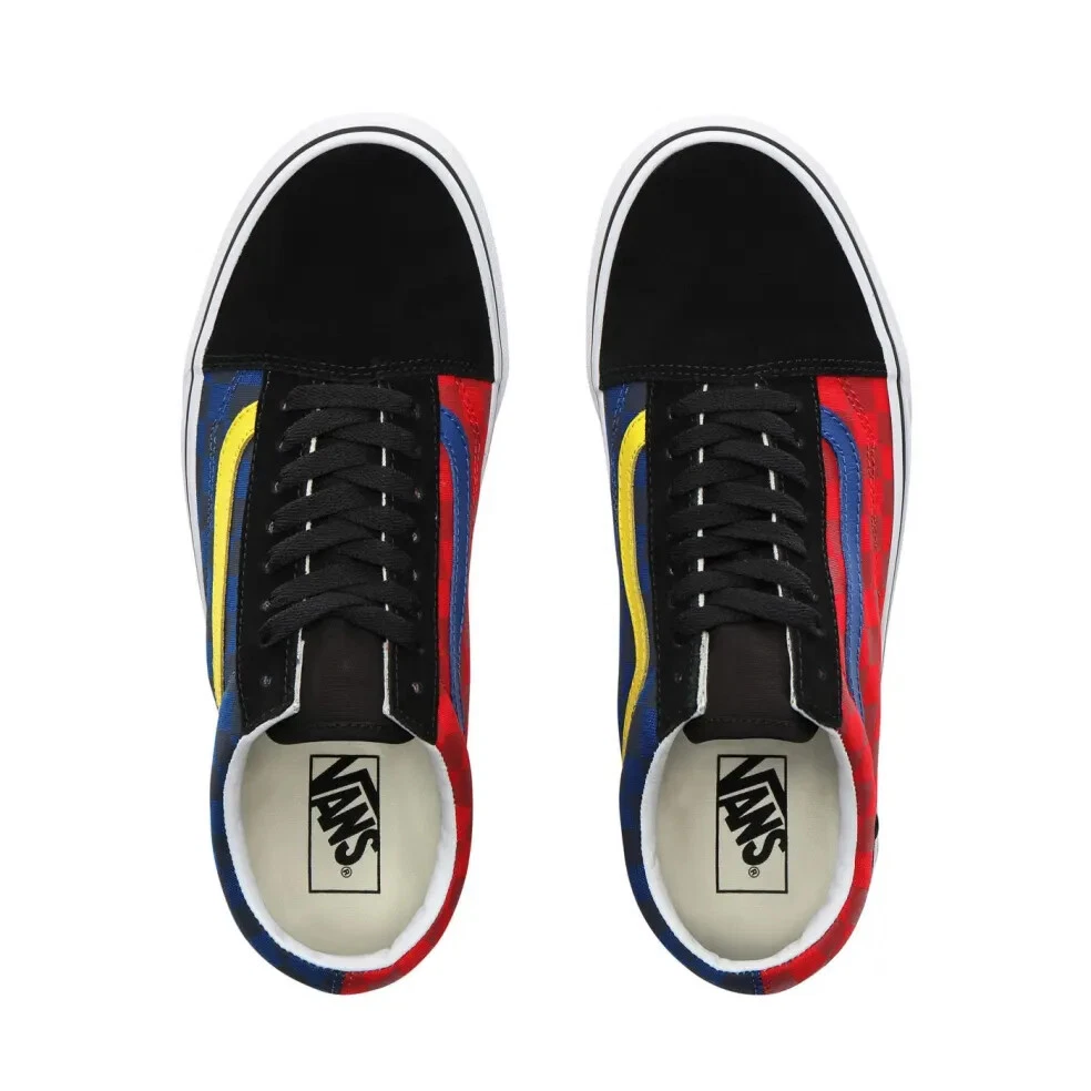 Vans old skool red blue yellow hotsell