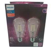 Philips Vintage 40W Equivalent Soft White LED Edison Industrial Light Bulb 2 Pk