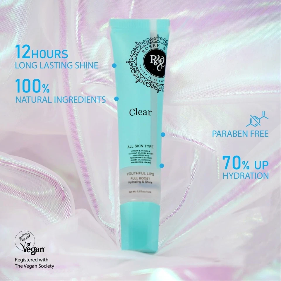 Rosee Lip Gloss Vegan, Professional Make up, Non-Sticky, Shea Butter - Clear - Image 4 of 4