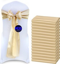 100 Champagne Gold Satin Chair Sashes Silky Sateen Chair Bow wedding party d cor