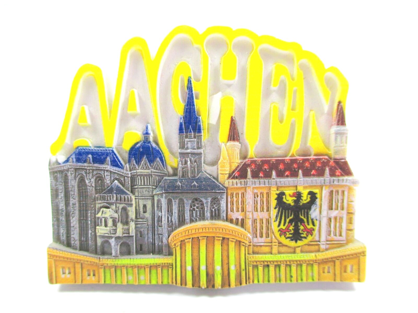 Aachen magnet Cathedral City Hall Elisenbrunnen poly souvenir Germany new!!