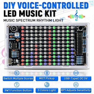 DIY Sound Control LED Kit   Audio Frequency Display PCB Soldering Project