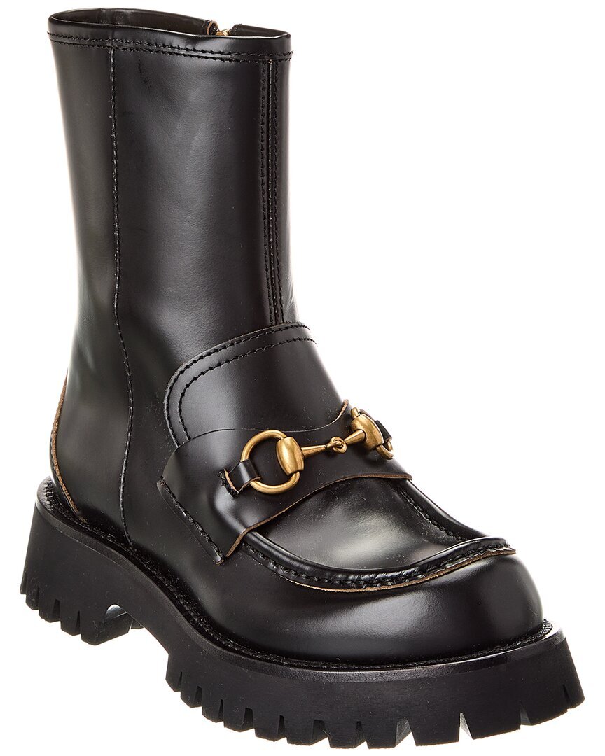 Кожаные ботинки Gucci Horsebit Женские черные 355 134690₽