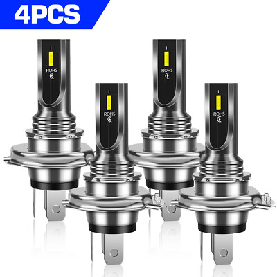 4pcs H4 9003 HB2 LED Fog Light Bulb High Power Driving Lamps 6000K For Honda 12V