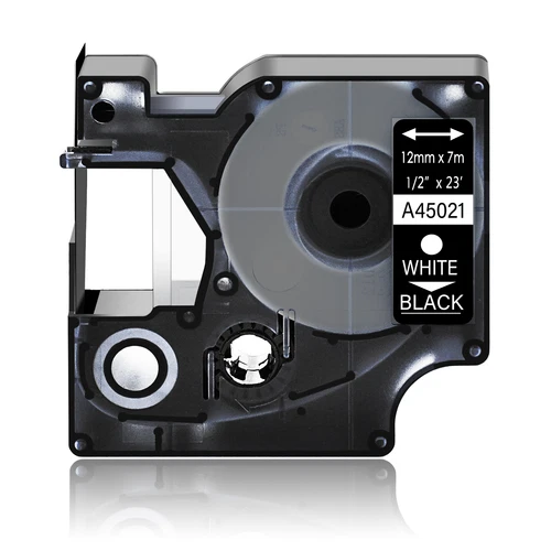 1×Ruban Étiquettes pour Dymo D1 45021 12mm Blanc sur Noir Labelmanager 160