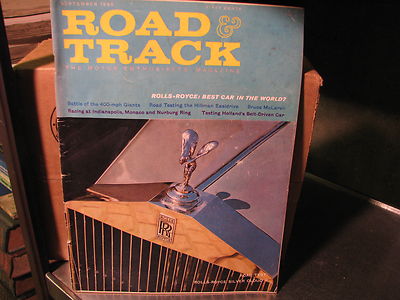 ROAD &TRACK Magazine SEPT 1960: ROLLS-ROYCE SILVER CLOUD II, HILLMAN EASYDRIVE