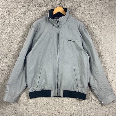 Tommy Hilfiger Performance Jacket Mens Large L Gray Bomber Windbreaker Coat