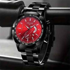 Men's Stylish Quartz Watch Luminous Calendar Holiday Gift Red Black