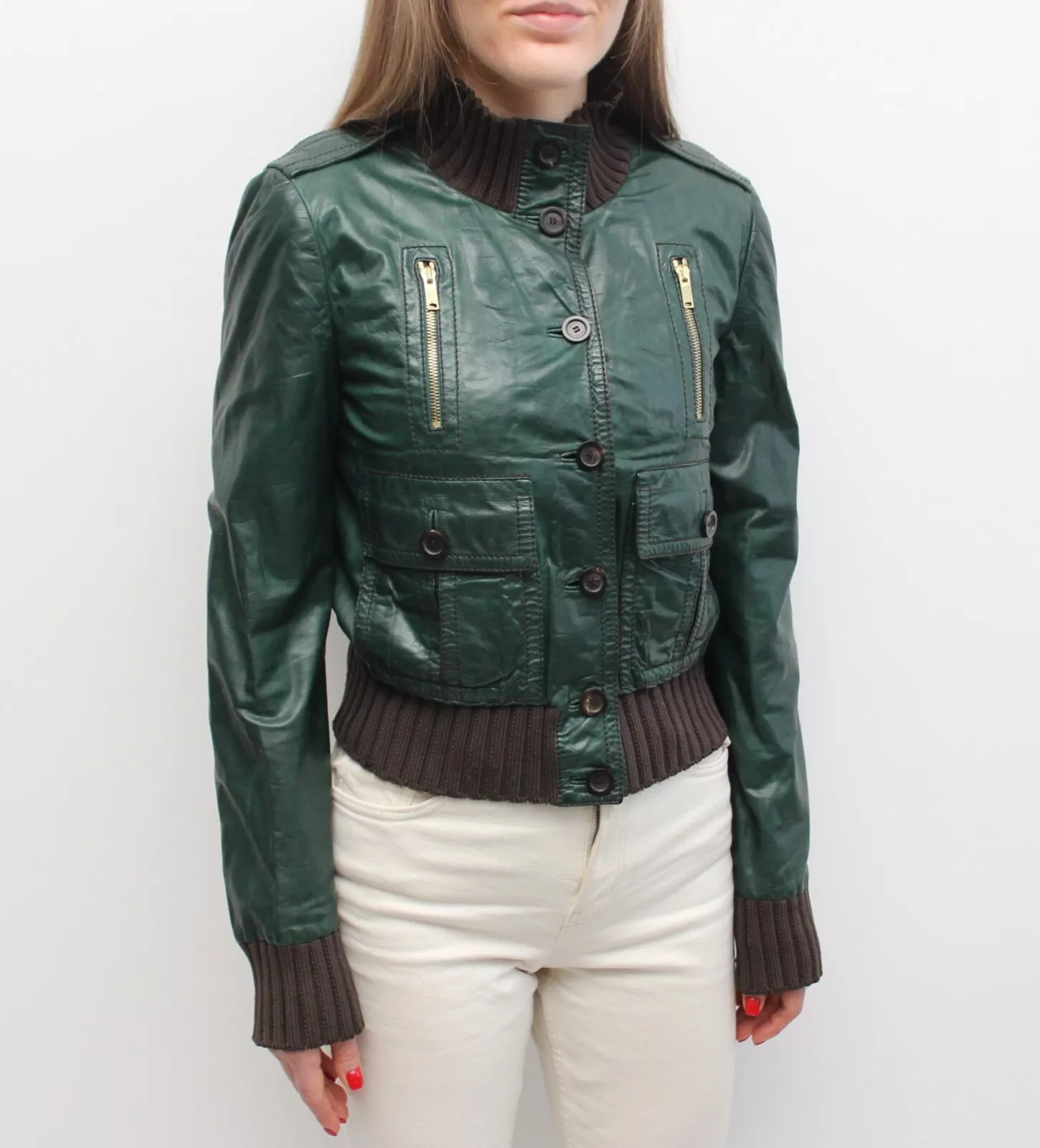 Veste femme GUCCI par TOM FORD Madonna cuir bombardier RARE taille 42 ~S