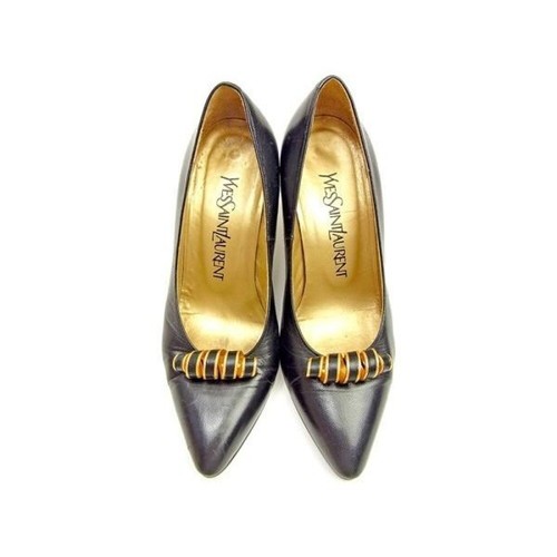 Used Saint Laurent YSL Pumps Heel Gold leather motif EU34.5 US4.5 from Japan - Picture 20 of 21