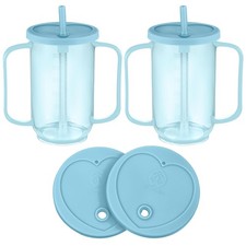 Sliner Adult Sippy Cups for Elderly 12 oz Straw Sippy Cups with 2 Handles No Spi