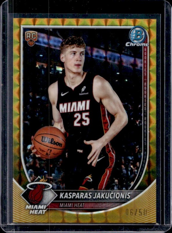 2025-26 Bowman Kasparas Jakucionis Chrome RC Gold Geometric Refractor #/50 Heat
