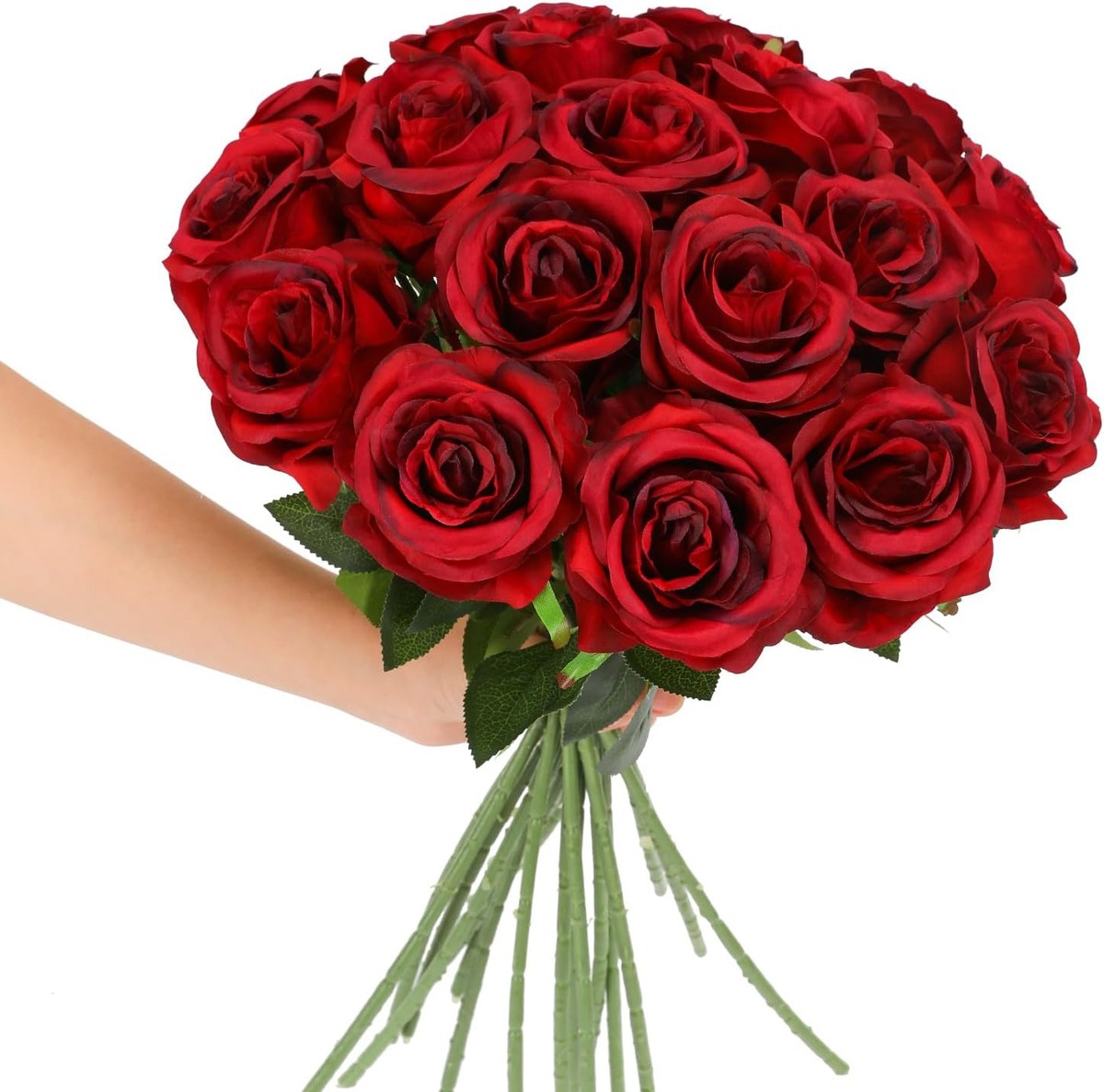 Tifuly Red Roses Artificial Flowers - 12 pcs Realistic Long Tifuly Red Roses Artificial Flowers - 12 pcs Realistic Long