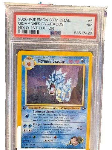2000 POKEMON GYM CHALLENGE HOLO-1ST ED #5 GIOVANNI'S GYARADOS PSA 7