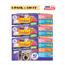 3 Packs, Friskies Seafood Chicken Pate Adult Cat Wet Food 5.5 Oz, 48 Count